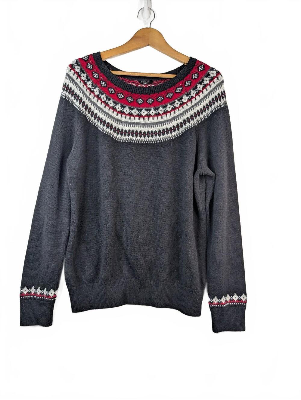 Talbots Fair Isle Yoke Lambswool Blend Pullover Sweater Large